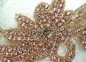Rose Gold Appliques Crystal Rhinestone Gold Beaded Mirror Pair 7.5" (XR27X-rsglcr)