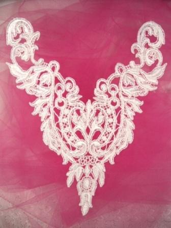 F25  White Yoke Collar Venise Lace Applique 10" F25  White Yoke Collar Venise Lace Applique 10"