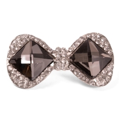 EFA164 Smoke Victorian Bow Rhinestone Brooch