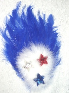 FB54  Patriotic Feather Sequin Applique Brooch 7"