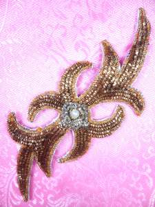 FS1386 Gold Silver Metallic Thread Applique 5.25"