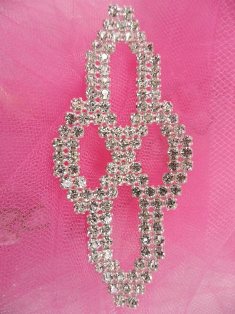 FS14076 Silver Crystal Clear Applique Embellishment 4"