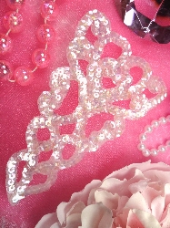 FS1863  Victorian Crystal AB Sequin Applique 5"