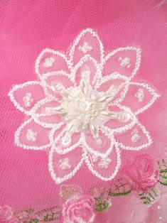 FS2666 Crystal Iris Pearl Venice Lace Floral Sequin Beaded Applique 2" FS2666 Crystal Iris Pearl Venice Lace Floral Sequin Beaded Applique 2"