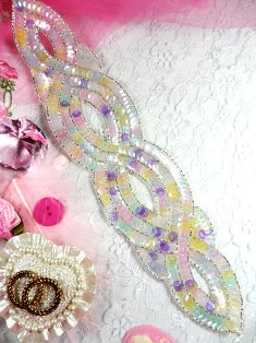 FS400 Pastel Designer Sequin Beaded Applique 11"