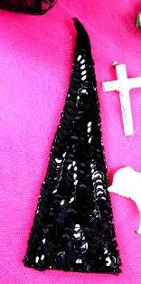 FS473 Black Triangle Beaded Sequin Applique 5"