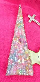 FS473 Pastel Triangle Beaded Sequin Applique 5"