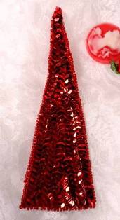 FS473 Red Triangle Beaded Sequin Applique 5"