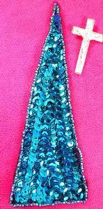 FS473 Turquoise Triangle Beaded Sequin Applique 5"