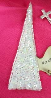 FS473 White AB Triangle Beaded Sequin Applique 5"