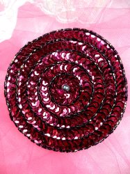 FS479 Round Circle Wine Applique Sequin Beaded Patch 3.5"