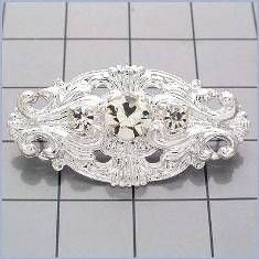 FS7563 Silver Rhinestone Ornament Embellishment 1.75"