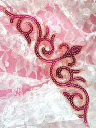 GB105 Fuchsia Gold Sequin Applique Iron On Patch 9.25"