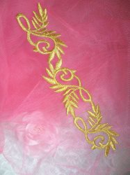 GB112 Gold Metallic Embroidered Applique Iron On Patch 7.5"