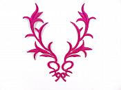 GB113 Embroidered Applique Fuchsia Metallic Iron On Patch 5.5"