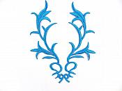 GB113 Embroidered Applique Turquoise Metallic Iron On Patch 5.5"