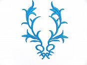 GB113 Embroidered Applique Turquoise Metallic Iron On Patch 5.5"