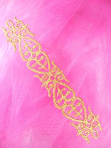 GB134 Gold Metallic Embroidered Applique Iron On Patch 7"