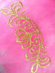 GB135 Gold Metallic Embroidered Applique Iron On Patch 6"