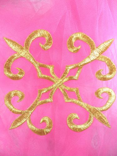 GB136 Warrior Gold Metallic Embroidered Applique Iron On Patch 6.25"