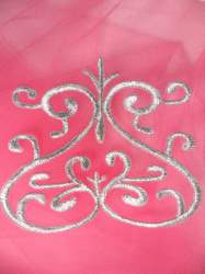GB141 Embroidered Applique Silver Metallic Iron On Patch 4"