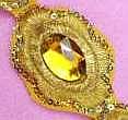 REDUCED Gold Metallic Embroidered Jewel Applique Iron On 2.5" ACT/GB143