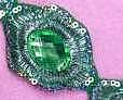 REDUCED Lime Silver Metallic Embroidered Jewel Applique Iron On 2.5" ACT/GB143