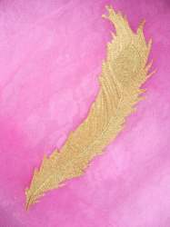 GB176 Gold Metallic Leaf Embroidered Applique Iron On Patch 9"