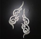 Embroidered Appliques Grey Scroll Design Mirror Pair Motifs Patch 6.75" (GB249X)