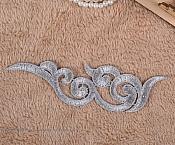 Embroidered Appliques Grey Scroll Design Mirror Pair Motifs Patch 6.75" (GB249X)