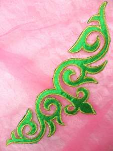 GB276 Green Gold Embroidered Applique Iron On Patch 9.5"