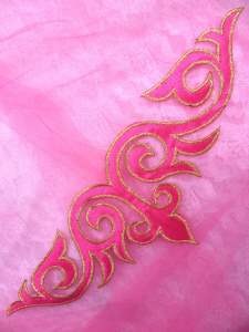 GB276 Pink Gold Embroidered Applique Iron On Patch 9.5"