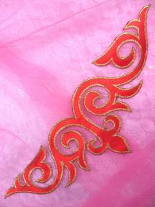 GB276 Red Gold Embroidered Applique Iron On Patch 9.5"
