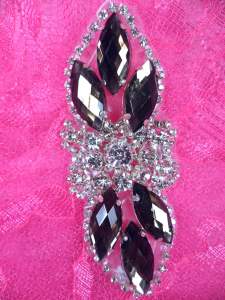 GB282 Light Brown Marquise Crystal Rhinestone Applique Embellishment 3.25"