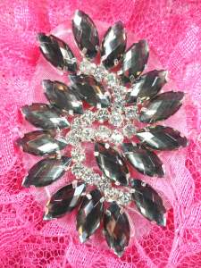 GB283 Brown Marquise Swirl Crystal Rhinestone Applique Embellishment 2.5"