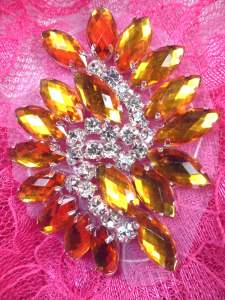 GB283 Gold Marquise Swirl Crystal Rhinestone Applique Embellishment 2.5"