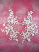 Embroidered Venice Lace Appliques Pure White Floral Venice Lace Mirror Pair 9" BL131x