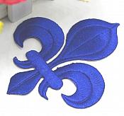 Fleur De Lis Embroidered Applique Blue Iron On Clothing Patch 4" GB323