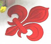 Fleur De Lis Embroidered Applique Red Iron On Clothing Patch 4" GB323