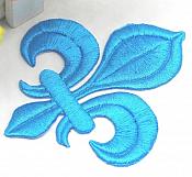 Fleur De Lis Embroidered Applique Turquoise Iron On Clothing Patch 4" GB323