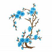 GB342 Turquoise Flower Branch Embroidered Floral Applique Iron On Patch 15"