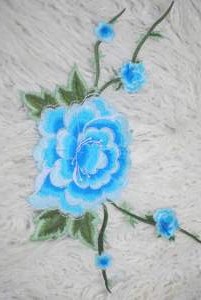 GB346 Floral Turquoise Embroidered Flower Applique Iron On Patch 5.5"