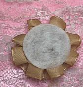 GB374 Brown Satin Ribbon Floral Applique 2"