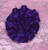GB374 Purple Satin Ribbon Floral Applique 2"