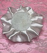 GB4 Fluffy White Satin Floral Bow Applique 2.5"