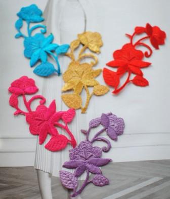 ACT/GB403 Rose Embroidered Applique Elegant Gold Metallic Victorian Flower 4"