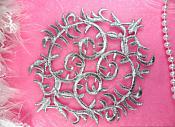Silver Applique Metallic Iron On Designer Embroidered Patch 6" (GB420-sl)