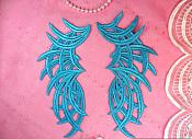 Embroidered Appliques Turquoise Mirror Pair Venice Lace 8.5" (GB433X-tr)