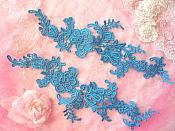 Embroidered Appliques Turquoise Mirror Pair Floral 12" (GB459X)