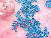 Embroidered Appliques Turquoise Mirror Pair Floral 12" (GB459X)